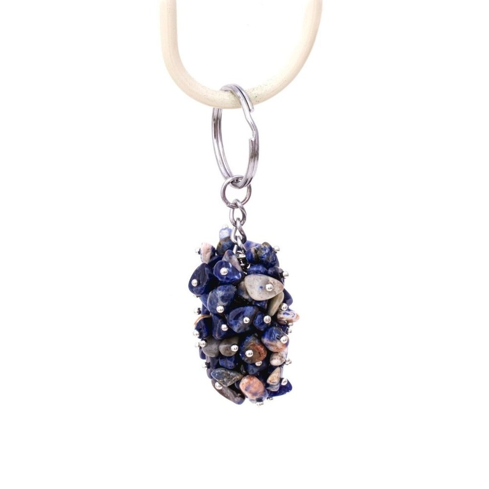 Polished Sodalite Gemstone Chip Cluster Keychain Crystals Metaphysical Shop